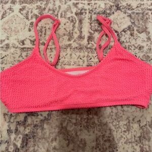SHEIN Pink Textured Bikini Top